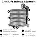 65 ft Garden Hsoe - 2025 Upgraded 304 Stainless Steel Garden Hose with 10-Function Spray Gun, 3/4'' Copper-Chrome Fittings  Lightweight, Durable, and Kink-Free, Metal Water Hoses for Gardening (Silver)