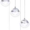 Chrome Crystal Pendant Lights 5000k Daylight White,5-Light Led Modern Brushed Nickel Light Fixtures Ceiling Hanging, Glass Globes Pendant Lighting for Kitchen Island Bedroom Dining Room Foyer