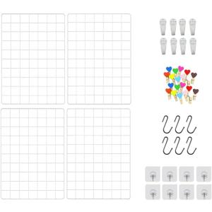 4 Pieces Mounted Photo Grid Wall Grid Decorative Panels, WWhite11.8 x15.7, for Living Room, Bedroom, Office, Study, Photo Memo Display Grid Panels