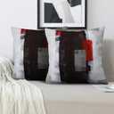 Red and Grey Pillow Cover, Modern Black White Decorative Throw Pillow Cushion Cover for Bedroom Sofa Living Room 16 x 16 Inch Set of 2