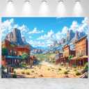 7x5ft Western Backdrop Wild West Theme Cowboy Birthday Party Photography Background Vintage West Town Desert Mountain Decorations Kids Adults Portraits Banner Photo Studio Props