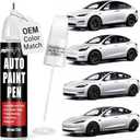 Touch Up Paint for Cars (Pearl White Multi-Coat PPSW), Compatible with Tesla Model Y/ 3/ X/ S, 0.4 fl oz Color Accurate 2-in-1 Car Paint Scratch Repair Pen, Easy to Use, Fast-Drying, Long-Lasting