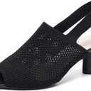 Womens Comfortable Sandals Slingback Low Block Heeled Shoes Open Toe Wedding Evening Party Prom Size 39