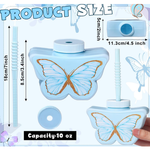 Mifoci 3 Pcs Butterfly Shape Cups Bulk, 10 oz Plastic Butterfly Themed Drinking Cups Pink and Purple Tea Party Supplies Fairy Birthday Party Decoration for Girls Wedding Baby Shower Favor