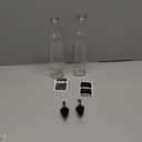 Showvigor Olive Oil Dispenser Bottle, Vinegar Cruet Bottle 17oz/500 ml, Square Tall Glass Oil Container with 2 Stainless Steel Pourers, 4 Labels,1 Brush and 1 Funnel Oil Bottles for Kitchen(2 Set)