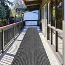 Runner Rug 2 ft x 8 ft Indoor/Outdoor Low Profile, Hallway, Kitchen, Patio, Deck Area, RV, Entryway, Garage, with Non-Slip Rubber Backing, Gray with Black Stripe, Custom