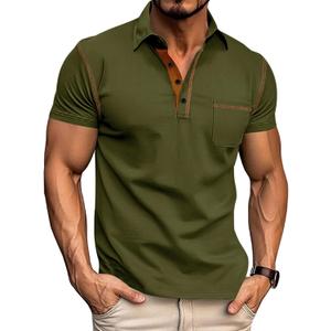 Men's Polo Shirts Short Sleeve Golf Polo T Shirt Lightweight Casual Button Down Shirts Summer Collared with Pocket (Green)