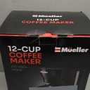 Mueller 12-Cup Drip Coffee Maker - Borosilicate Carafe, Auto-Off, Reusable Filter, Anti-Drip, Keep-Warm Function, Clear Water Level Window Coffee Machine, Kitchen Essentials & Accessories (Black)