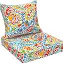 DYTXIII Outdoor Deep Seat Cushion Set, Water Repellent 22"x22" Patio Thick Cushions Replacement with Seat & Back Pillow for Patio Sofa, Wicker Chair, Couch - Paisley Multi