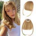 NAYOO Wispy Bangs Hair Clip -Blonde 100% Real Human Hair Clip in Bangs for Women Fringe with Temples Hairpieces for Daily Wear
