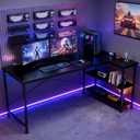 DUMOS 47 Inch L Shaped Desk, Computer Gaming Corner Desks with Shelves, 47" × 31.5"