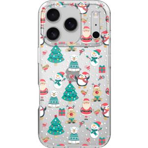 Blingy's for iPhone 17 Pro Max Case, Christmas Pattern with Santa Reindeer Snowman Winter Holiday Design Transparent Soft TPU Protective Clear Case 6.9 inch (Santa Mix)
