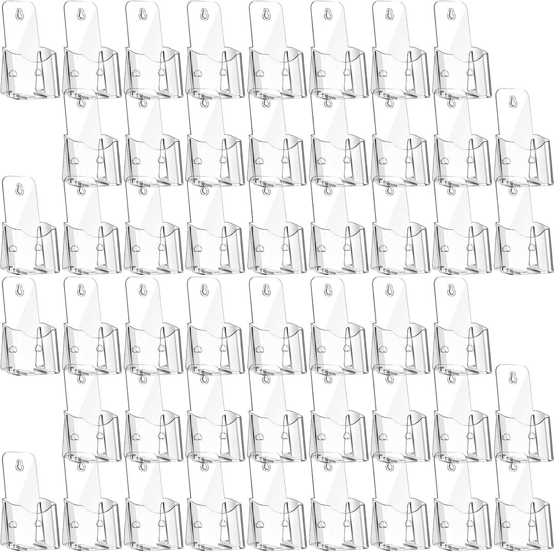 Yookeer 50 Pieces Acrylic Brochure Holder 4 x 8 Inches Rack Card Holder Clear Pamphlet Holders Display Stand for Vendors, Brochure, Trifold, Magazine, Pamphlet, Booklets