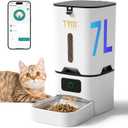 TYM Automatic Cat Feeder 7L Time Cat Feeder for Dry Food APP Control Pet Food Dispenser Programmable Portion Size Auto Feeder for Cats and Dogs with Stainless Bowl Large Capacity(WiFi is Not Required) (White-BT)