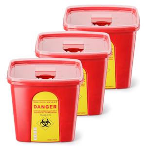 Hushee 3 Pack 6 Gallon Sharps Container with Lid, Large Sharps Disposal Container with Locking Sliding Lid for Home or Laboratory, Side Handles