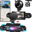 360 Degree View 4 Channel Dash Cam 5G WiFi & App Control, GEMEK 2K Front and Rear Inside, Left and Right Dash Camera for Cars, Free 64GB TF Card, G-Sensor, Night Vision, 24-Hour Parking Mode
