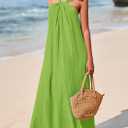 PRETTYGARDEN Women Sleeveless Casual Flowy Maxi Dress | Soft Lightweight Fabric, Strappy Loose Fit, Thick Shoulder Strap with Pockets, Beach Vacation Dresses, Trendy Summer Clothes (Green, M)