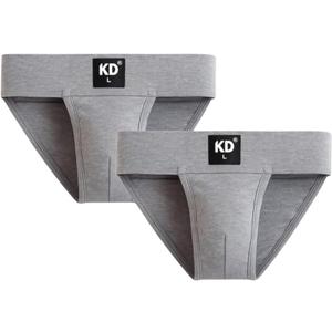 KNK Mens Gym Jockstrap Supporter with Back Cover | 100% Organic Cotton Jockstrap with Cup Pocket | Sports Fit (Large, Grey - Pack of 2)