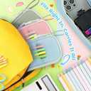 5 x Aesthetic Pencil Case Pouch with Zipper  Large Capacity Organizer Bag for School Supplies, Pens, Pencils, Markers  Cute Small Storage Box for Kids, Girls, Teens & College, Blue