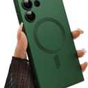 ankofave Magnetic case for Samsung Galaxy S24 Ultra Phone Case for Women/Men, Matte Luxury Soft Metallic Luster Design with Camera Lens Protector, Shockproof Anti-Scratch Phone Case 6.8" -Green