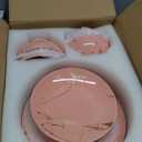 LOVECASA Pink Dinnerware Sets for 4, 12 Piece Porcelain Plates and Bowls Sets, Gold Splash Dish Set, Modern Ceramic Dinner Set, Dishwasher Microwave Safe