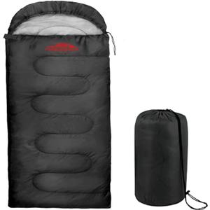 Cold Weather Sleeping Bag for Adults, Teens, Kids, Hooded Sleeping Bag with Compression Sack for Camping, Backpacking, Extreme Cold, Indoors or Outdoors (Black)
