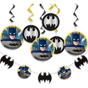 Unique Batman Party Decorations Kit - 7 Ft. (Pack of 7) - Multicolor Hanging Swirls & Garland - Perfect for Superhero Themed Birthday and Event Celebrations