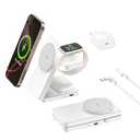 3 in 1 Charging Station for iPhone 16/ 15/ 14/ 13/ 12 Series, Wireless Charger for Apple Watch，Travel Magnetic Charging Stand for AirPods (White Grey)