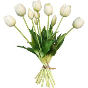 10 Pcs Fake Tulips Tulips Artificial Flowers Real Touch Fake Flowers Artificial Flower Bouquet for Home Table Party Wedding Decoration (White)