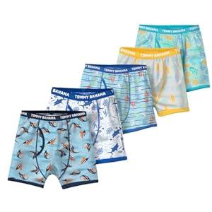 Tommy Bahama Boys 5-Pack Cotton Boxer Briefs - Soft, Tag Free Underwear Multipack for Kids and Toddlers (Blue/ Orange, Size 2T)