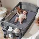 4 in 1 Baby Bassinet Bedside Sleeper, 4 Functions Crib, Playard, Portable Changing Table, Bassinet for Newborn Baby, Bedsaide Bed w/Wheels&Brakes (Dark Gray)