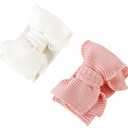 Baby Girl Topknot Headband for Baby Oversized Baby Bow Head Wrap Warm Knitted Hair Band for Toddler Kids (White+Pink)