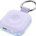 Portable Travel Charger for Apple Watch Series 8,Wireless iWatch Charger 1200mAh Power Bank with Charging Cable, Purse Keychain Smart Watch Charger for Apple Watch Series 10/9/8/7/6/SE/5/4/3/2/1/UItra (Purple)