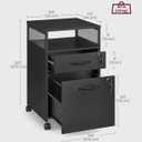 VASAGLE File Cabinet, Mobile Filing Cabinet with Wheels, 2 Lockable Drawers, Open Shelf, for A4, Letter Size, Hanging File Folders, Ink Black UOFC077B16, 17.3"d X 16.5"w X 27.2"h