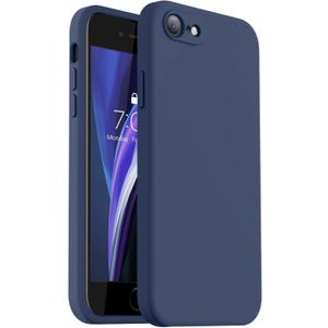 Vooii for iPhone SE Case 2022/3rd/2020,iPhone 8/7 Case, Upgraded Liquid Silicone with [Flat Edges] [Camera Protection] [Soft Anti-Scratch Microfiber Lining] Phone Case for iPhone SE - Navy Blue