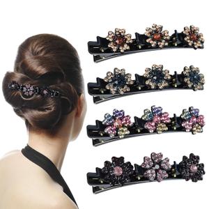 4PCS Sparkling Crystal Stone Braided Hair Clips for Women Girls（4 colors） | Decorative Hair Clips Suitable for Thick and Thin Hair, Girls/Women Hair Accessories, For Styling Partitions