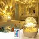 cambk Waterproof Shower Light for Inside Bathroom, Egg-Shape Rechargeable Kids Bath Light, RGBW 13 Color Changing Shower Lamp Ocean Wave Projector Mood Night Lighting