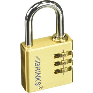 BRINKS - 40mm Solid Brass 3-Dial Resettable Padlock - Chrome Plated with Hardened Steel Shackle
