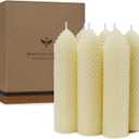 White Beeswax Pillar Candles Set of 6 - Handmade Pure Beeswax Rolled Candles for Gift & Home Decor (1.56 in)