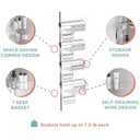 Zenna Home Tension Pole Shower Caddy, Adjustable Corner Shower Storage System with 4 L-shaped Baskets and Hooks, Rust-Resistant Bathroom Organization Solution, 60 to 97 Inch, Satin Nickel