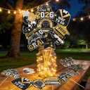 2 x Graduation Decorations 2026 32Pcs Black Gold Graduation Table Decorations Centerpiece Sticks with Lights for College High School Any Grade Party Decor Supplies Photo Props