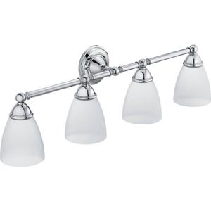 Moen YB2264CH Brantford 4-Light Dual-Mount Bathroom Vanity Fixture with Frosted Glass, Chrome