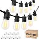 Svater Outdoor String Lights 300 FT, Patio Lights for Outside with Shatterproof Bulbs, Waterproof IP65 Commercial Hanging Light for Backyard Porch Balcony Bistro Party, 2700K