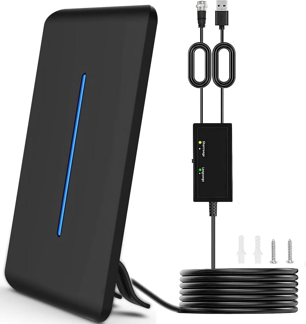 2023 HD Digital TV Antenna Long 600+ Miles Range Free Channels, Indoor Outdoor Digital Antenna Amplifier, Ultra HD 4K 1080P Powerful TV Signal Booster for Smart TV& Old TV Long Cable