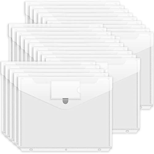 Forvencer Binder Pocket, 24 Pack Super Heavyweight Poly Binder Pocket with Tight Closure, Binder Folders Side Loading, 3 Ring Binder Pocket, Binder Dividers with Pockets, Letter Size, Clear