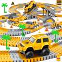 Kids Toys 253 PCS Construction Race Tracks Toy for 3 4 5 6 7 8 Year Old Boys Girls, 5 PCS Construction Truck Car and Flexible Track Play Set Create A Engineering Road Games Toddler Toys Birthday Gifts