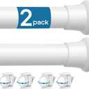 4PCS White Tension Curtain Rod 18-36 Inch Adjustable Curtain Rod No Drilling Tension Rods Small Spring Tension Curtain Rods, for Windows, Door And Closet. (With 4 Set Rod Holders)