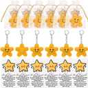 Preboun 6 Set Friends Gifts Crochet Star with Thank You Card  Handmade Smile Positive Star Keychains for Women, Sisterhood, Friendship,Friends,Positive Support Favors