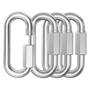 3.5 Inch Stainless Steel Chain Quick Links- 4 Pack 3/8" Locking Carabiners, Chain Hooks, Twist Key Ring Screw Chain Link, 2000 Lbs Capacity
