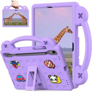 Kids Tablet Case for Samsung tab S10 Lite/S10 FE/S9 FE/S8, Built-in Kickstand and Handle Shockproof Cute Cover Compatible with Galaxy S9 11 inch (SM-X710/X716B/X718U) Purple